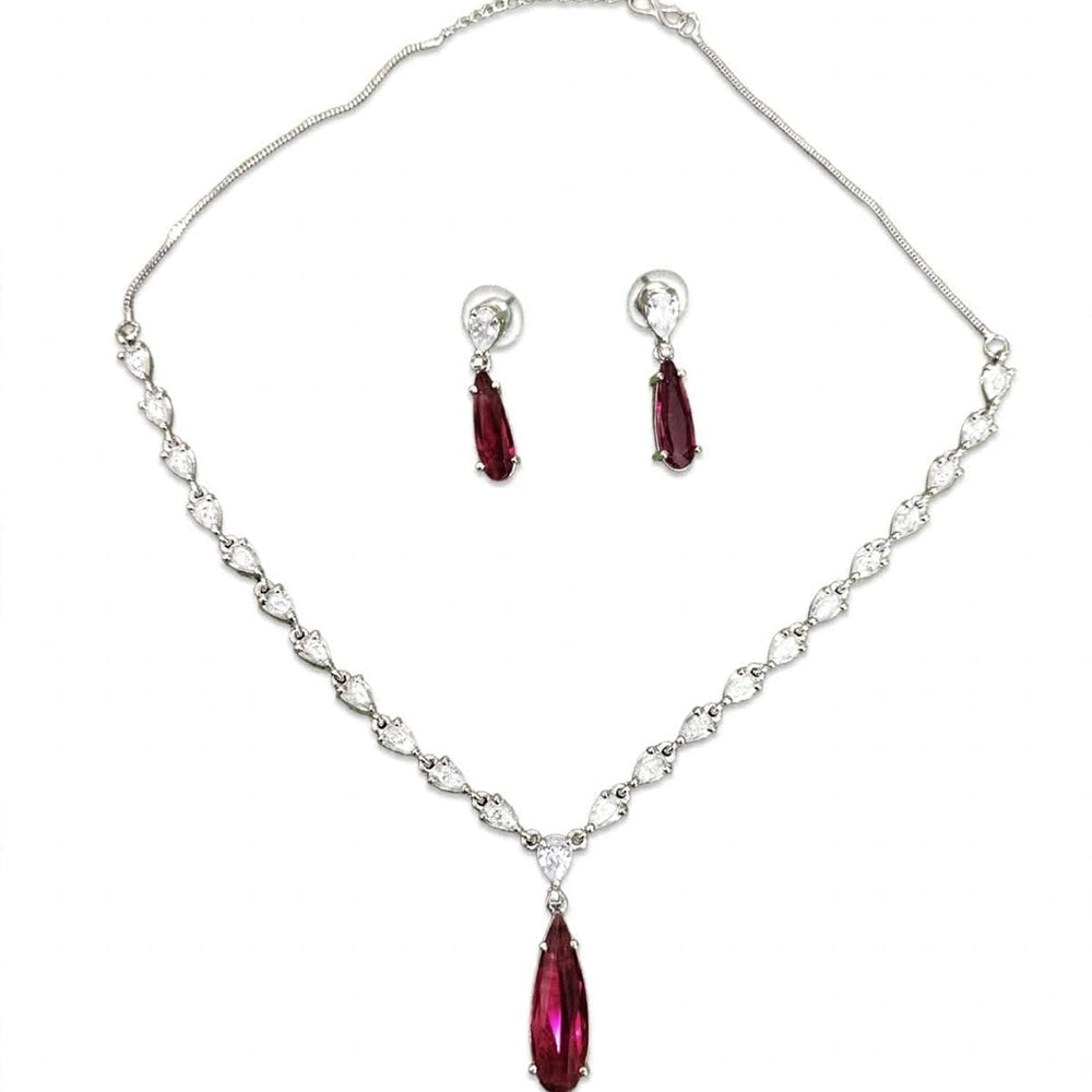 Dhirish International Royal American Diamond Necklace Jewellery Set