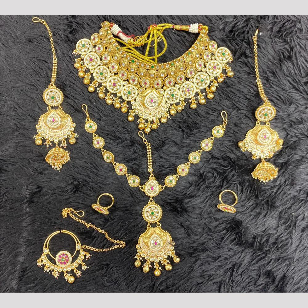 Dhiraj Sales Glamorous Kundan Beads Semi Bridal Necklace Set