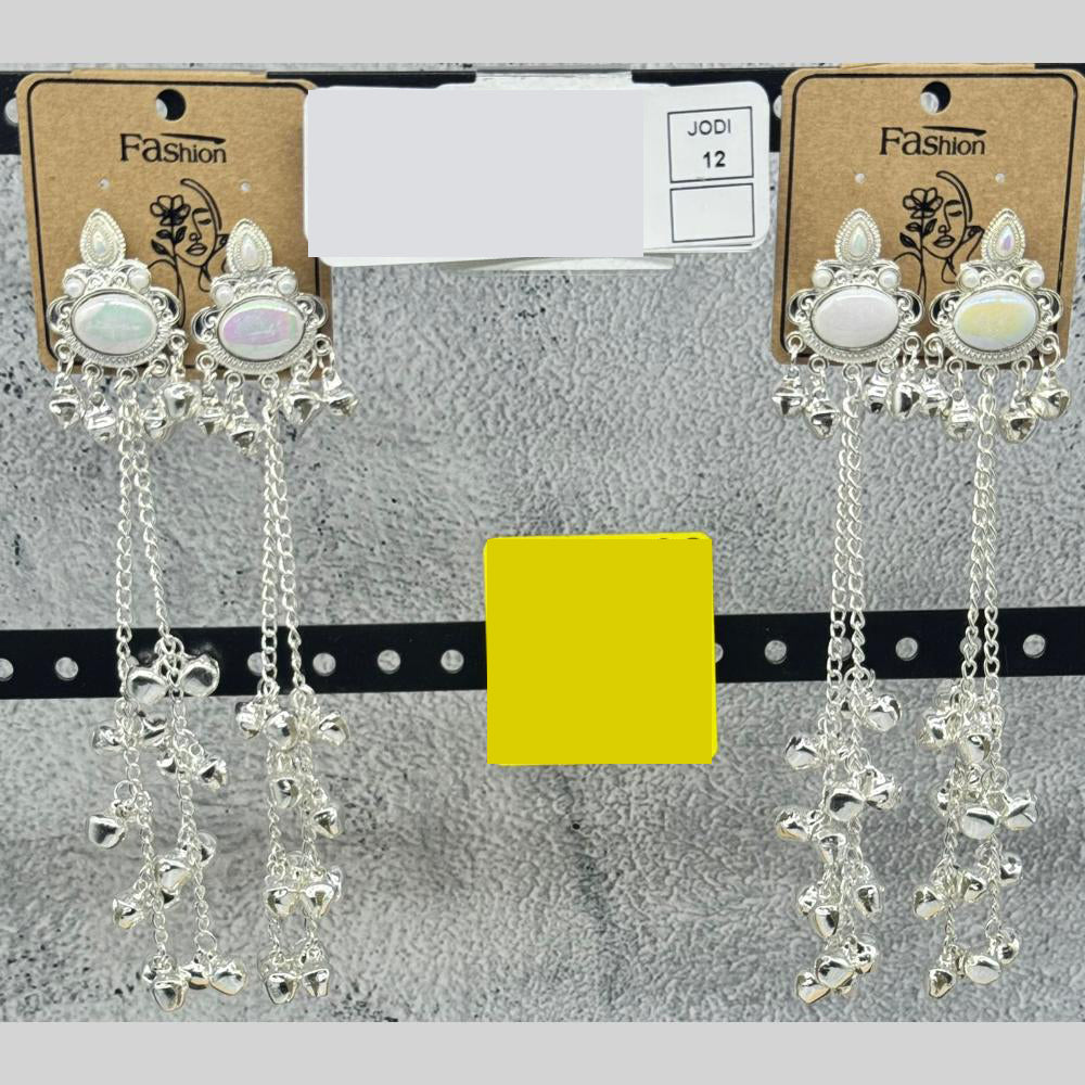 Raj Imitation Oxidised Plated Crystal Stone And Ghungroo Kashmiri Dangler Earrings for Women (Pack of 12)