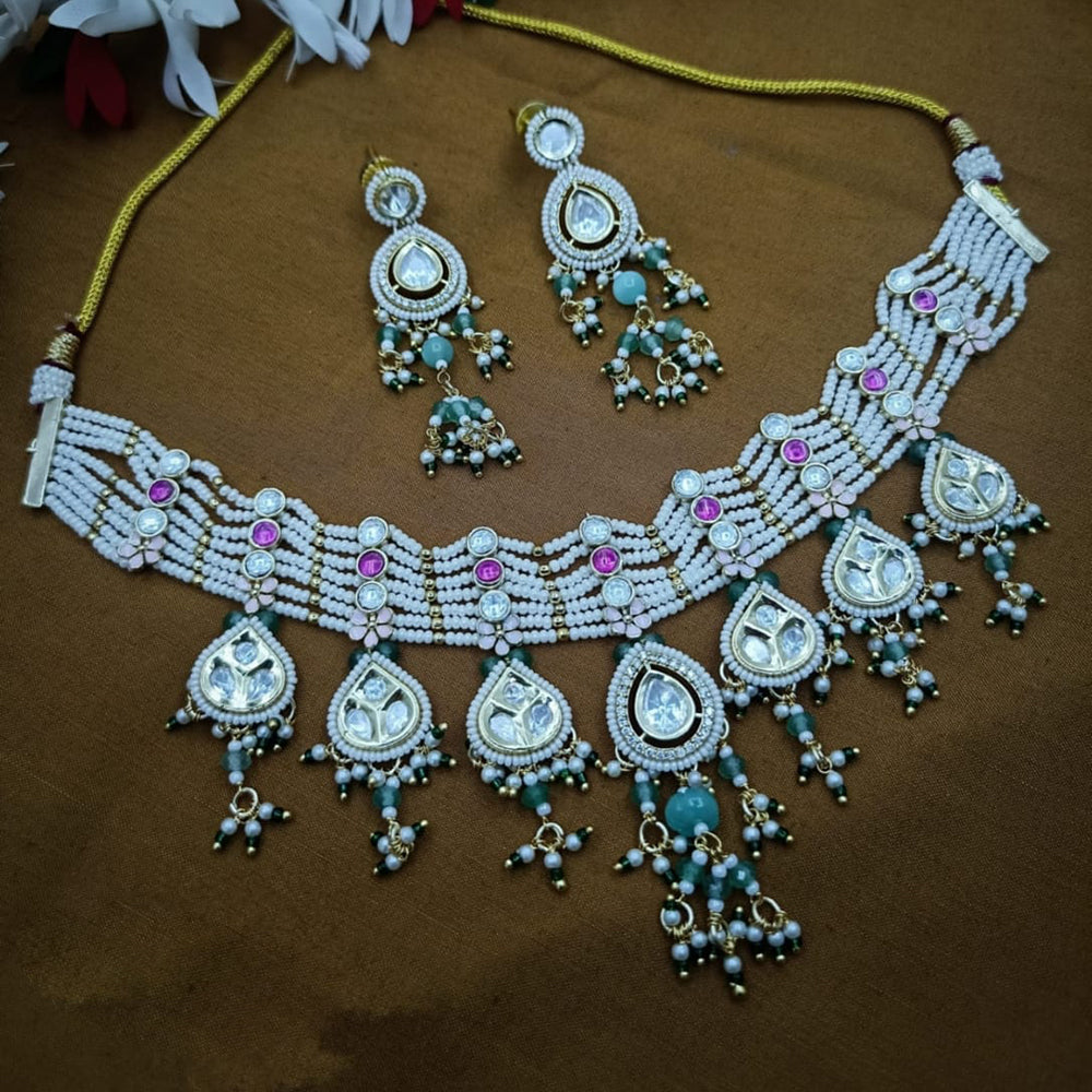 Tanish Art Jewellery Designer Polki Kundan Stone And Pearl Necklace Set