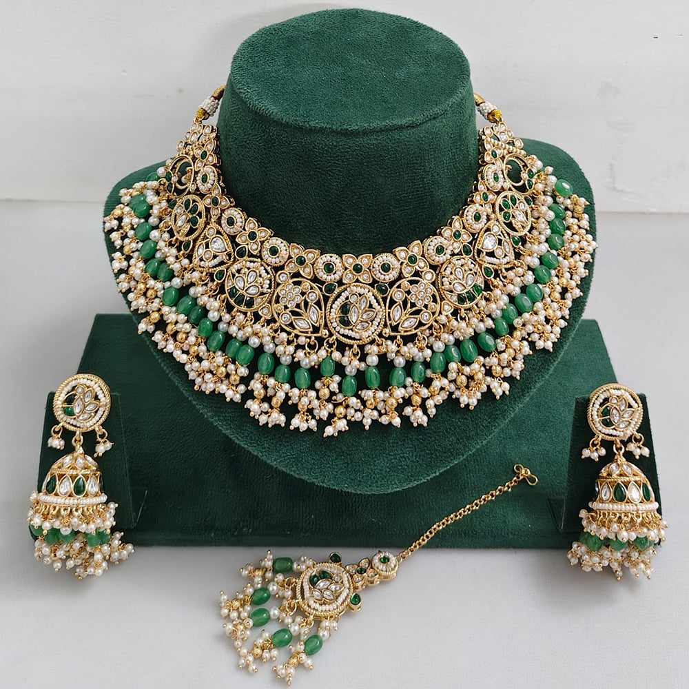 Tanish Art Jewellery Designer Kundan Beads And Pearl Necklace Set