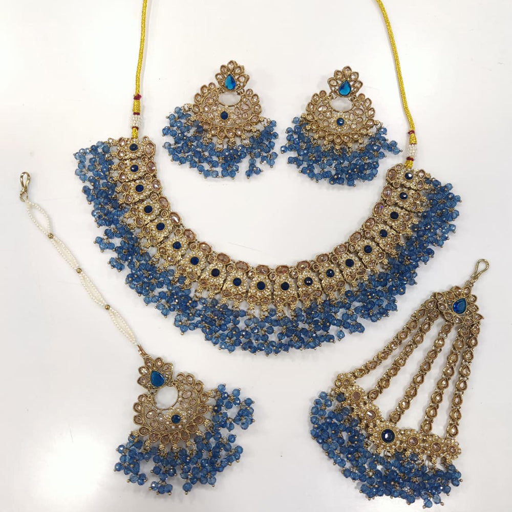 Tanish Art Jewellery Shimmering Crystal And Pearl Necklace Set