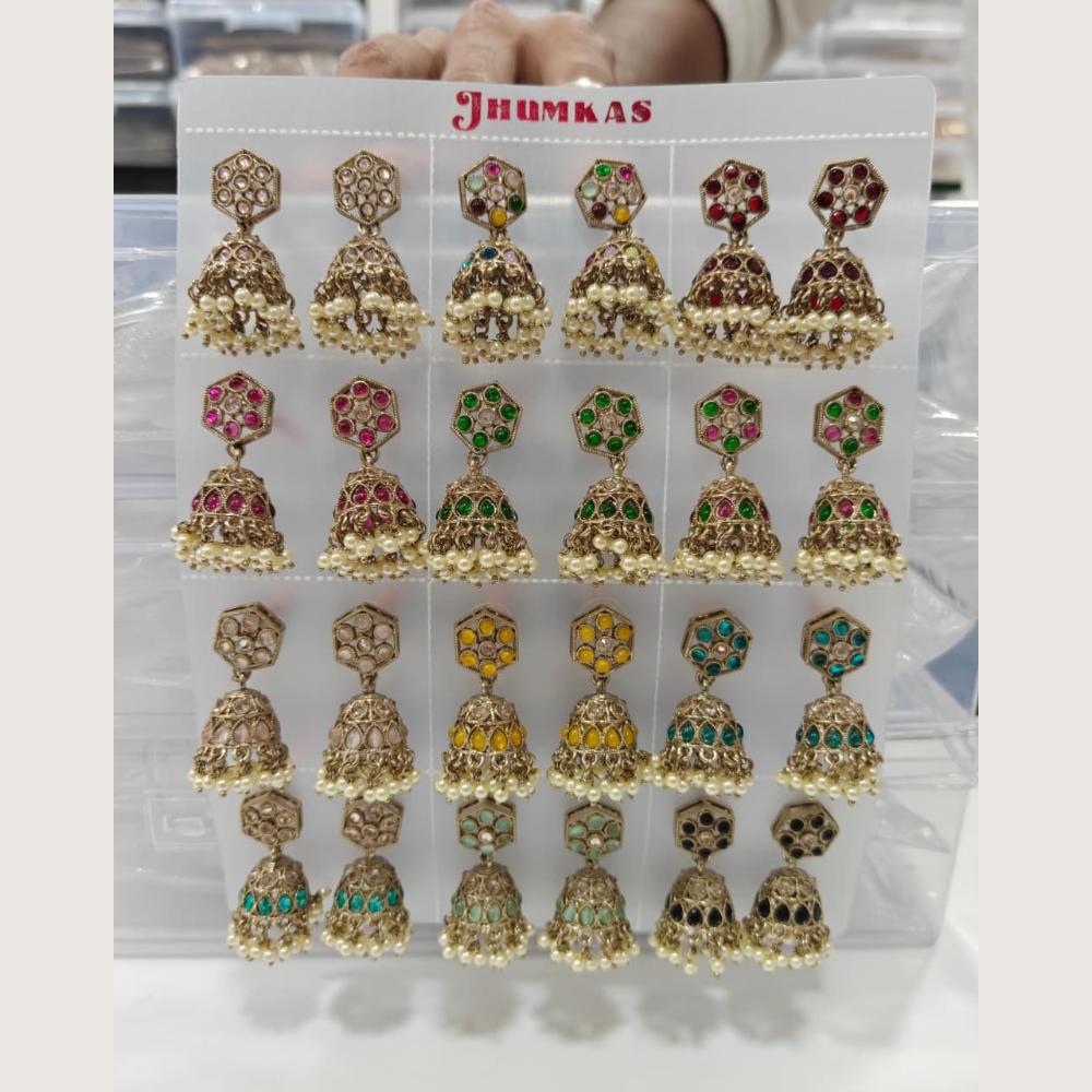 Tanish Art Jewellery Premium Crystal Stone And Pearl Festive Jhumki Earrings