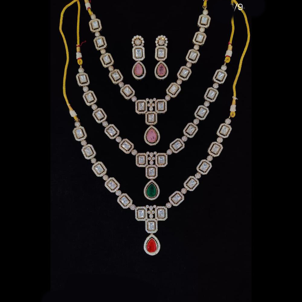 Tanish Art Jewellery Classic Polki Kundan And Austrian Stone Necklace Set