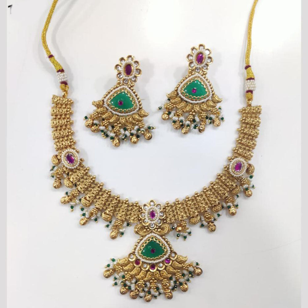 Tanish Art Jewellery Royal Pota Stone And Pearl Necklace Set