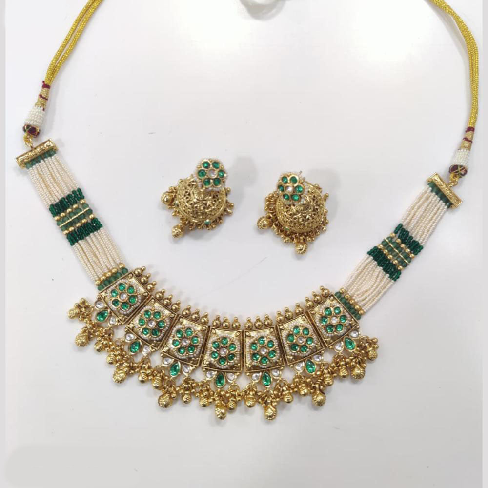 Tanish Art Jewellery Royal Pota Stone And Pearl Necklace Set