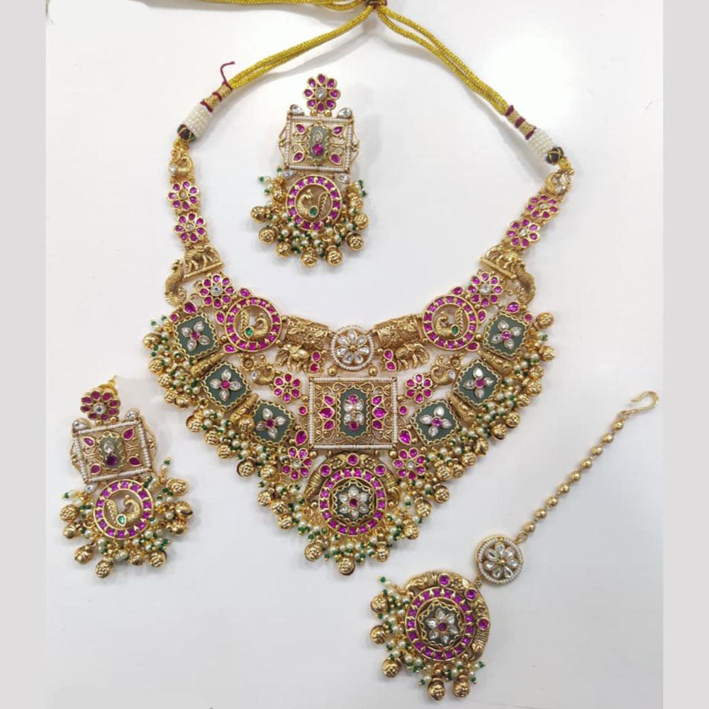 Tanish Art Jewellery Royal Pota Stone And Pearl Necklace Set