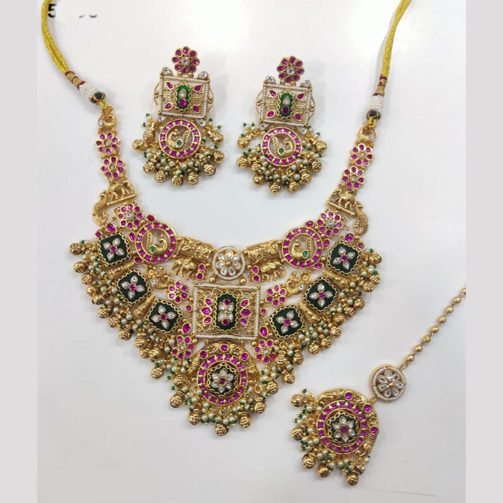 Tanish Art Jewellery Royal Pota Stone And Pearl Necklace Set