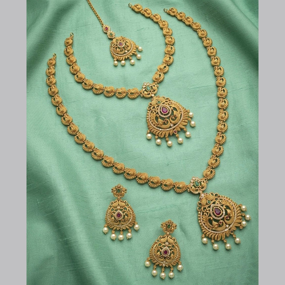 Tanish Art Jewellery Designer Pota Stone And Pearl Double Necklace Set