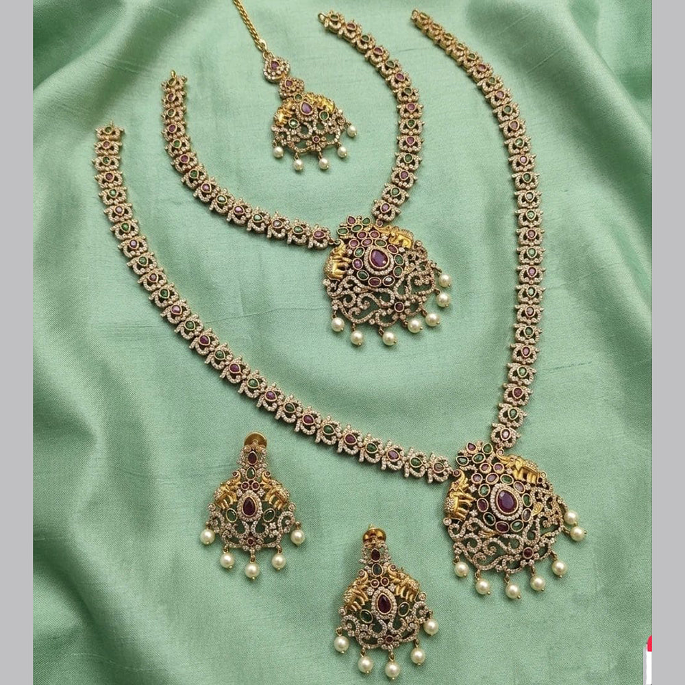 Tanish Art Jewellery Designer Pota Stone And Pearl Double Necklace Set