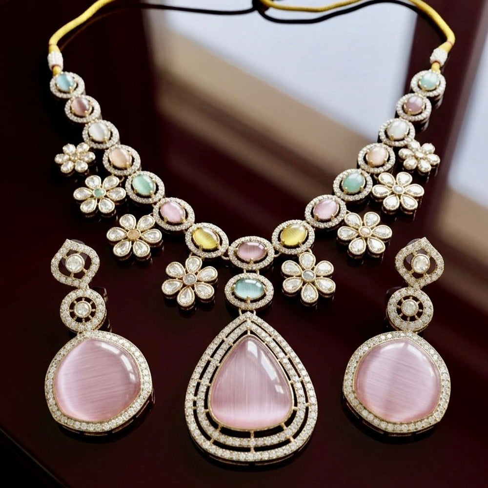 Tanish Art Jewellery Premium Pota Stone Ethnic Necklace Set