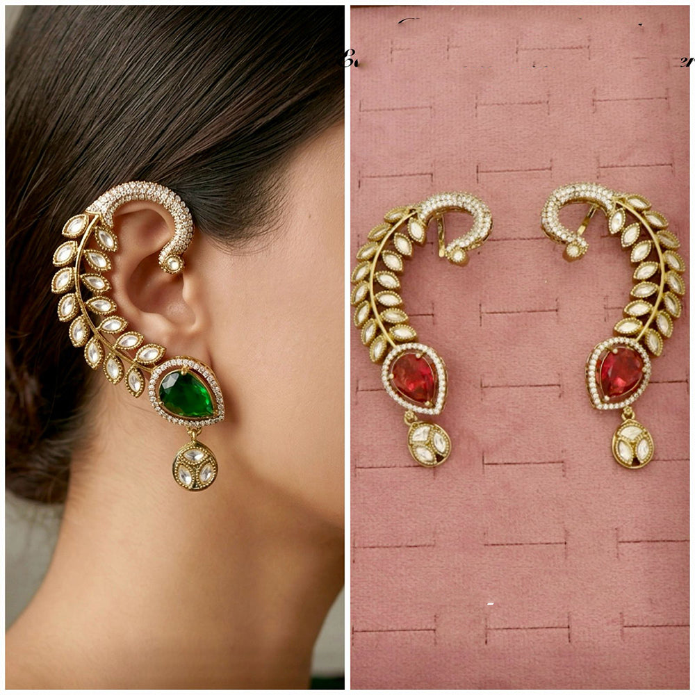 Tanish Art Jewellery Royal American Diamond Earcuff Dangler Earrings