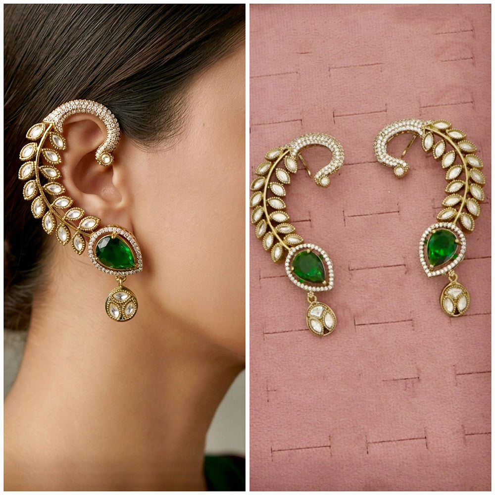 Tanish Art Jewellery Royal American Diamond Earcuff Dangler Earrings
