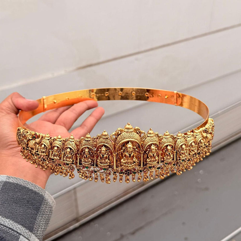 Tanish Art Jewellery Traditional Pearl And Pota Stone Temple Kamarband for Bridal & Festive Look
