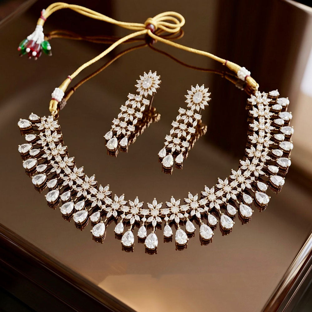Tanish Art Jewellery Glamorous American Diamond Necklace Set