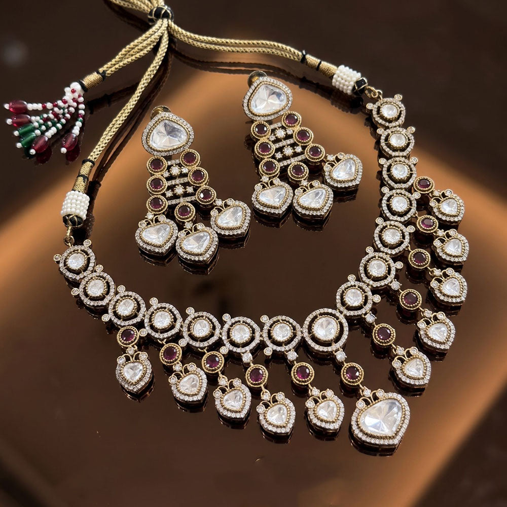 Tanish Art Jewellery Designer Pota And Polki Kundan Stone Necklace Set