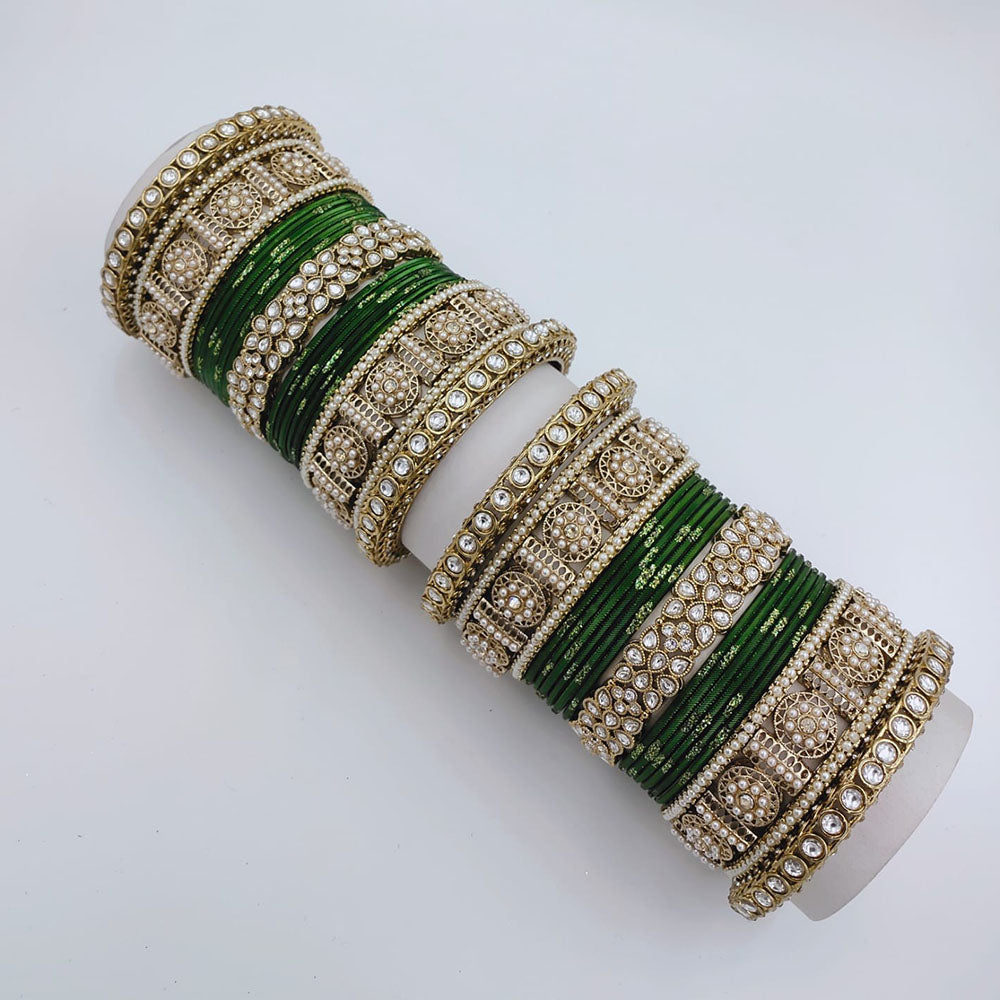Tanish Art Jewellery Polki Kundan And Pearl Bridal Bangles Set