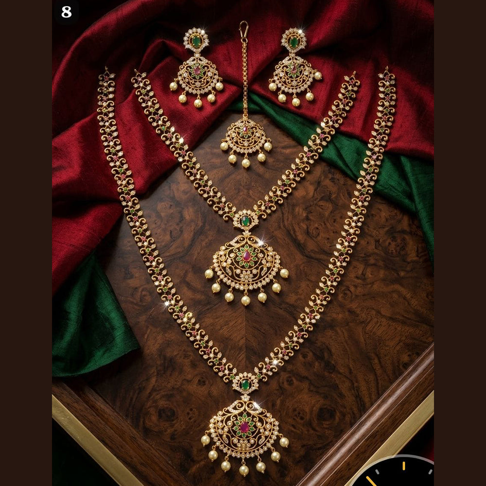 Tanish Art Jewellery Royal Pota Stone And Pearl Double Necklace Set