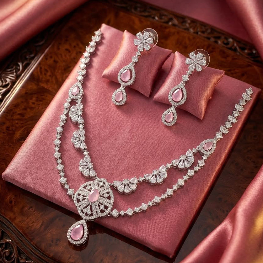 Tanish Art Jewellery Royal American Daimond Stone Necklace Set