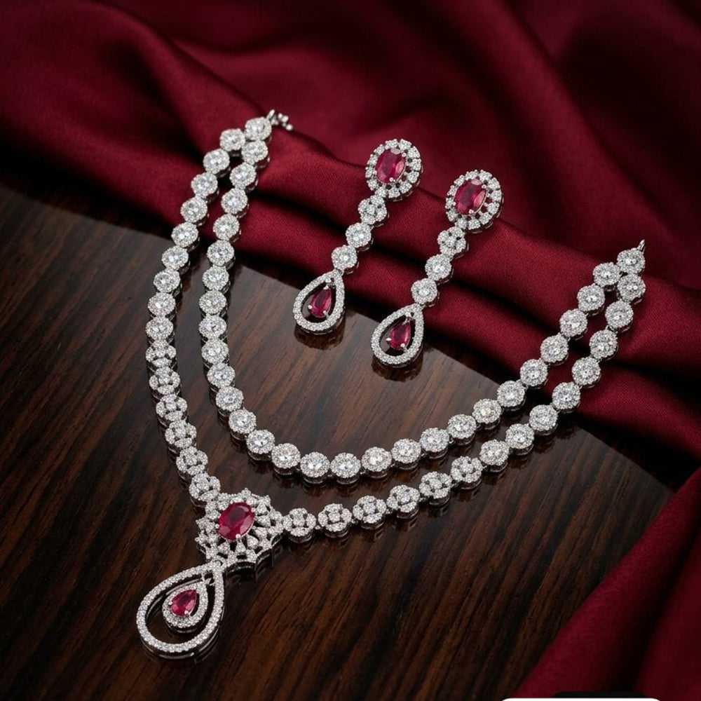 Tanish Art Jewellery Royal American Daimond Stone Necklace Set