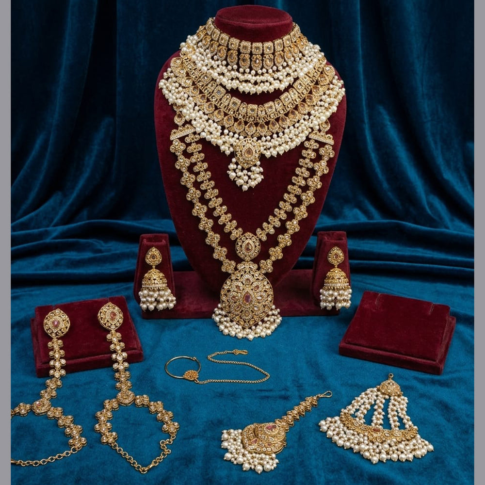 Tanish Art Jewellery Grand Crystal Stone And Beads Bridal Jewellery Set