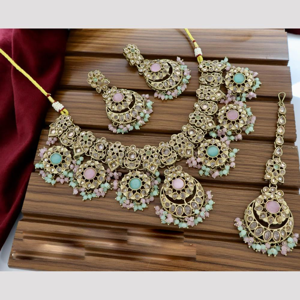 Tanish Art Jewellery Crystal Stone And Pearl Designer Necklace Set for Women