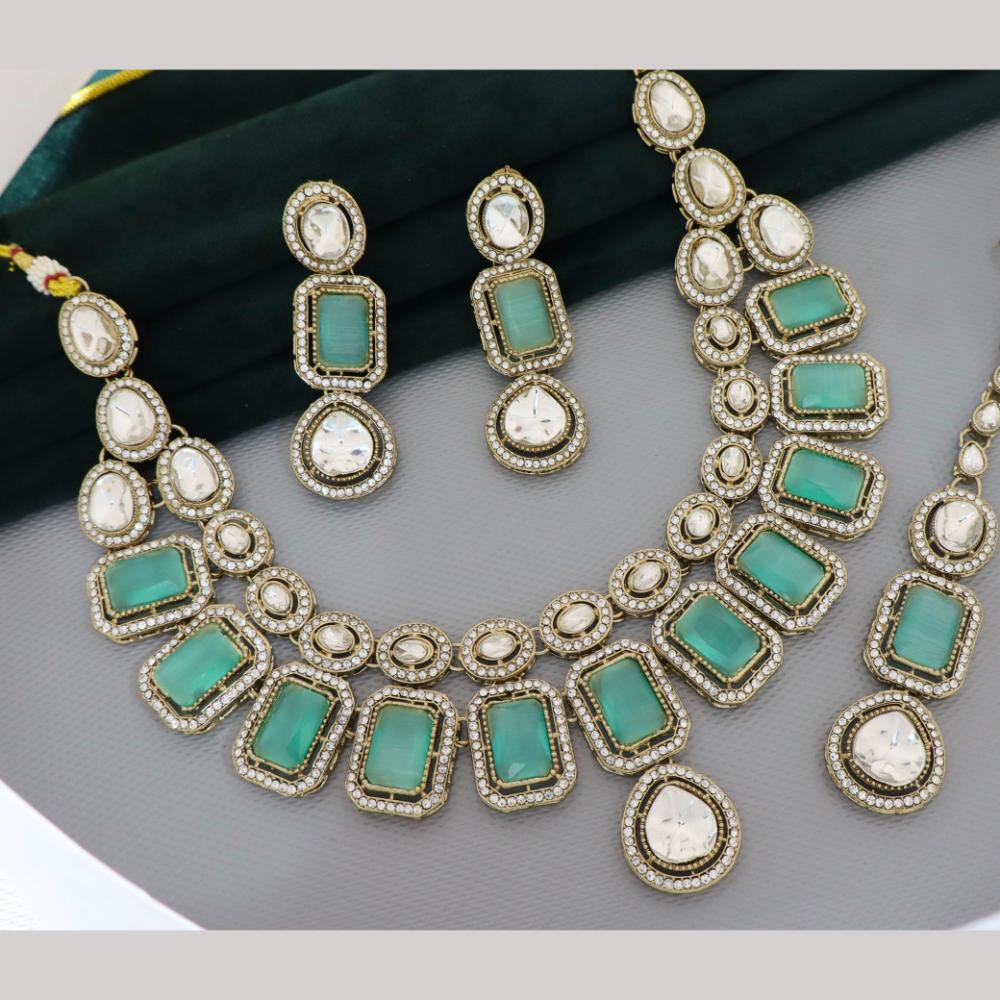 Tanish Art Jewellery Designer Pota Stone And Austrian Stone Necklace Set for Women