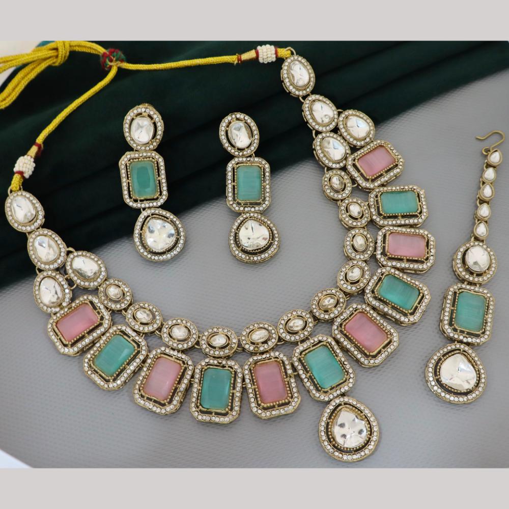 Tanish Art Jewellery Designer Pota Stone And Austrian Stone Necklace Set for Women
