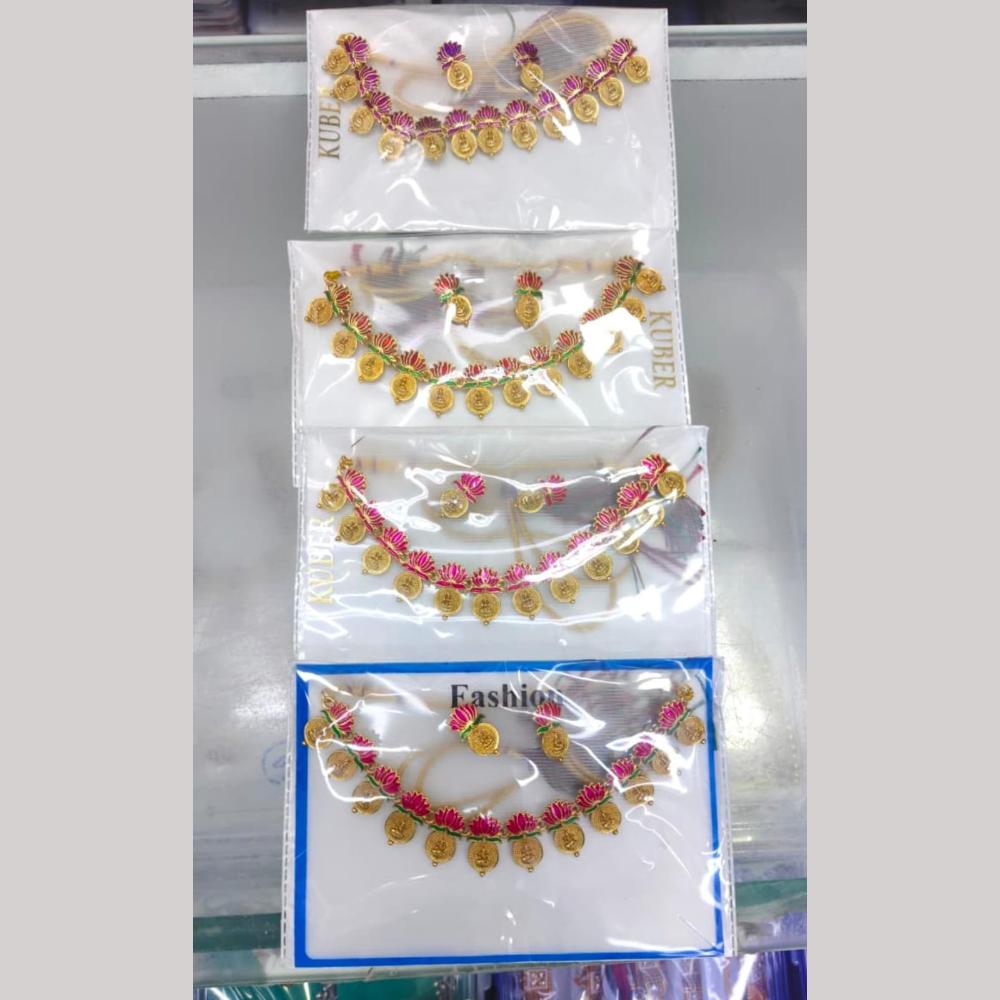 Tanish Art Jewellery Elegant Lotus Flower Necklace Set