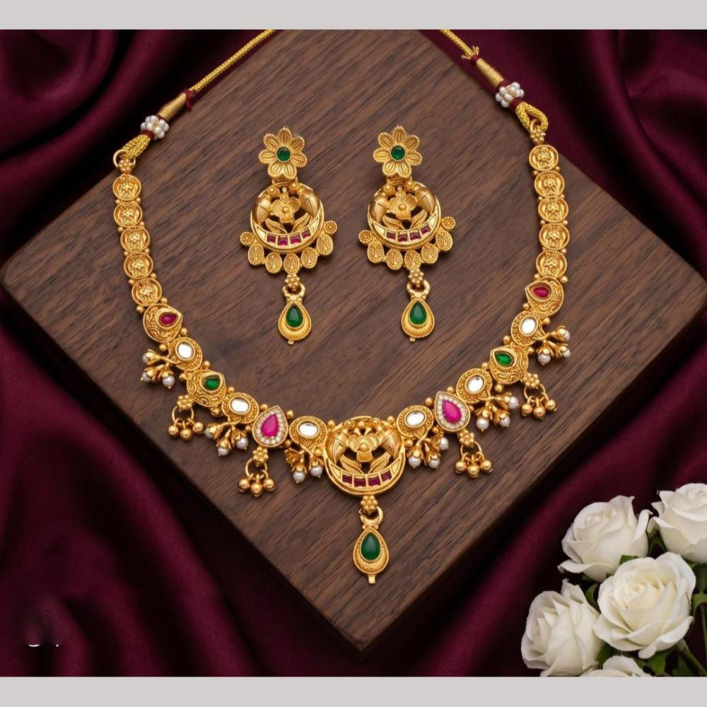 Tanish Art Jewellery Statement Pota Stone And Pearl Neckalce Set