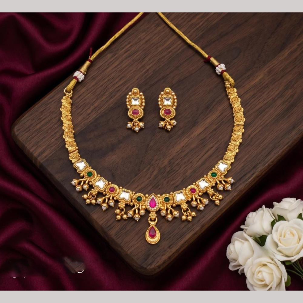 Tanish Art Jewellery Statement Pota Stone And Pearl Neckalce Set