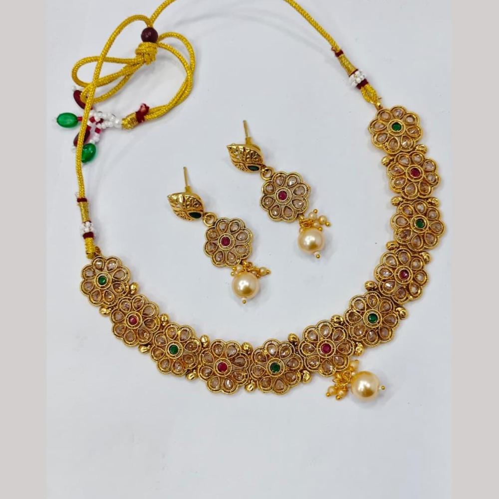 Tanish Art Jewellery Statement Pota Stone And Pearl Neckalce Set