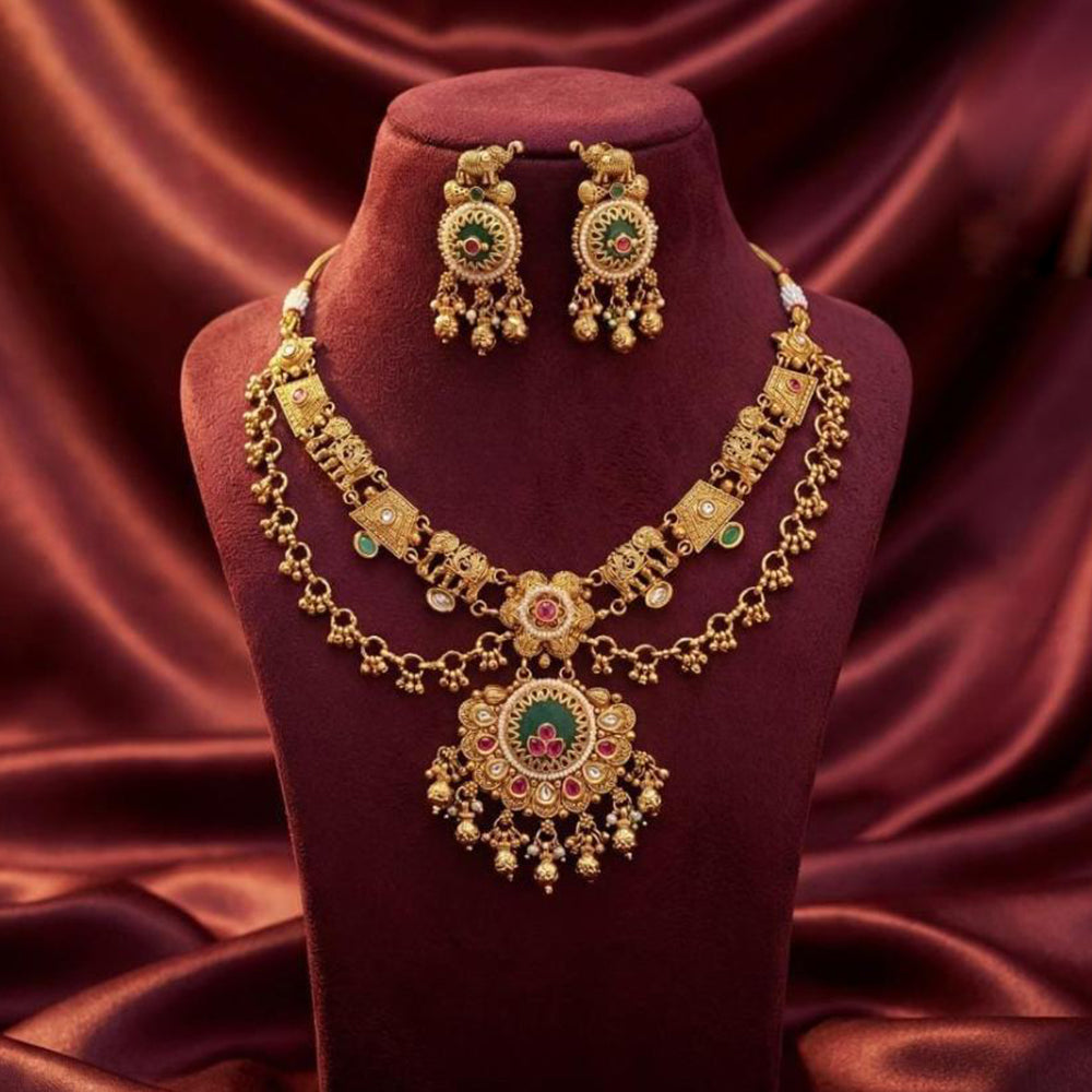Tanish Art Jewellery Statement Pota Stone And Pearl Neckalce Set