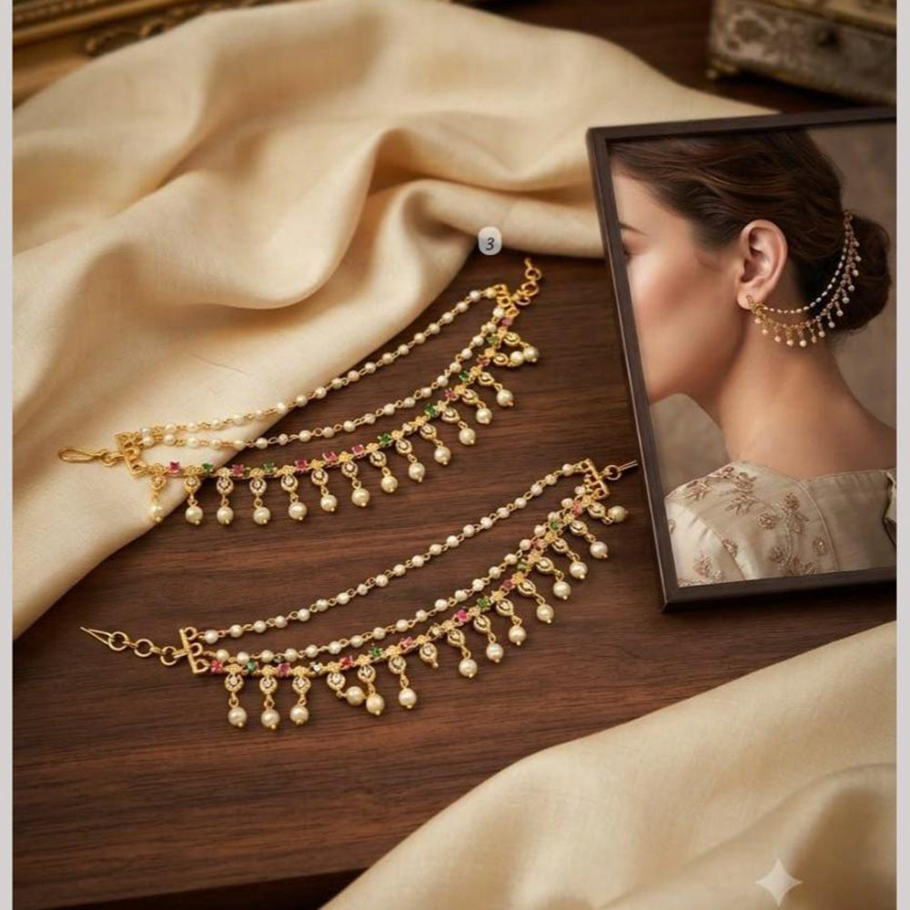 Tanish Art Jewellery Austrian Stone Pearl And Beads Kan Chain for Women