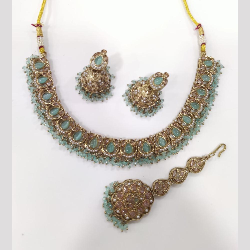 Tanish Art Jewellery Statement Pota Stone And Pearl Neckalce Set