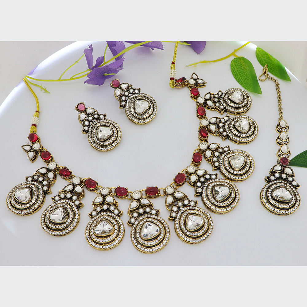 Tanish Art Jewellery Statement Pota Stone Neckalce Set