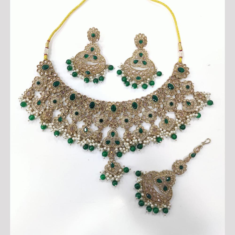 Tanish Art Jewellery Statement Pota Stone And Pearl Neckalce Set