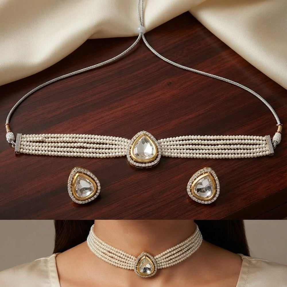 Tanish Art Jewellery Polki Kundan And Pearl Choker Necklace Set