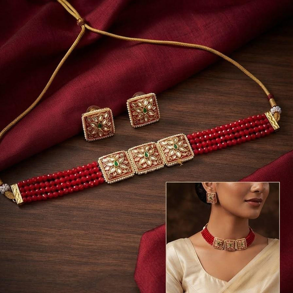 Tanish Art Jewellery Polki Kundan And Pearl Choker Necklace Set