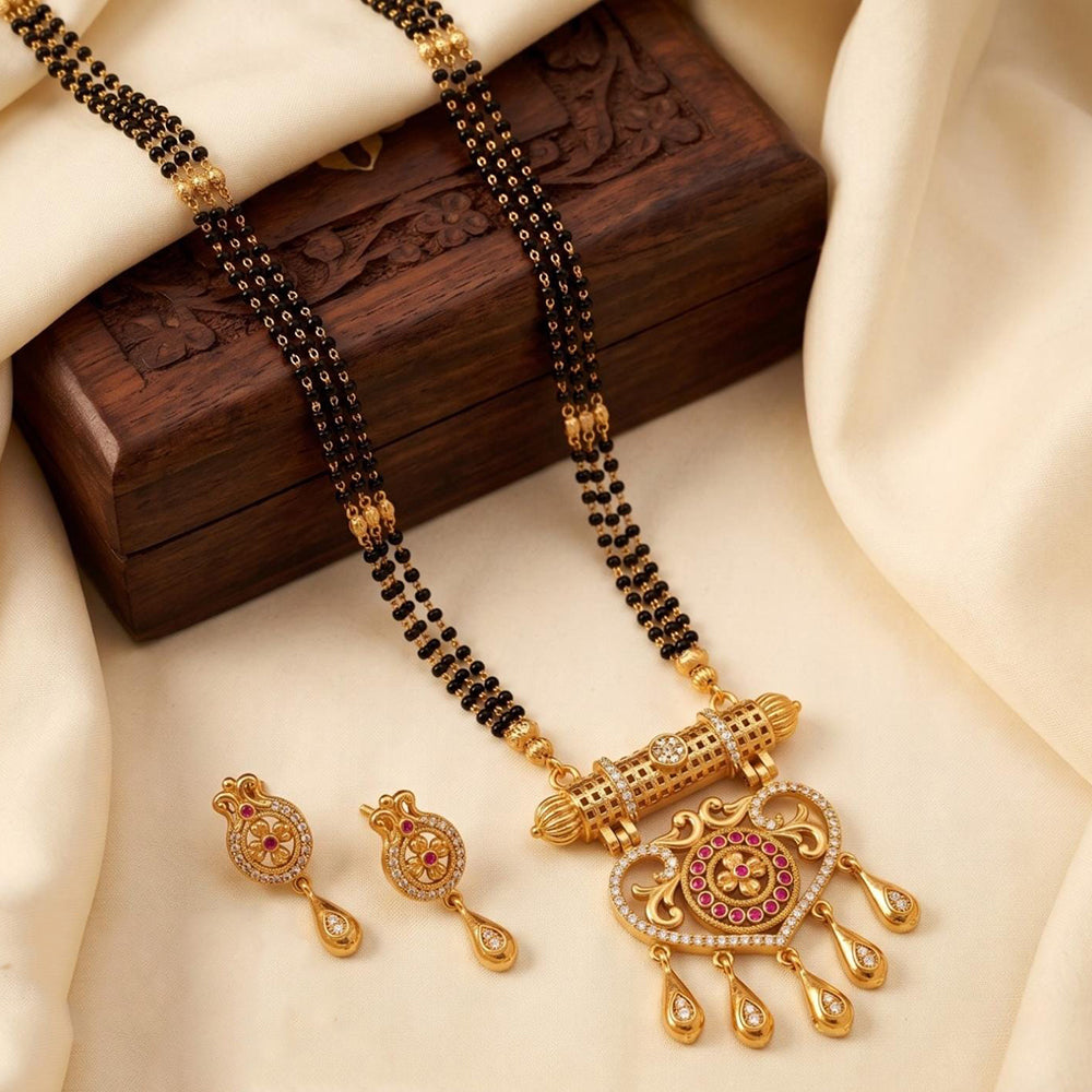 Tanish Art Jewellery Elegant Austrian Stone And Beads Mangalsutra Set