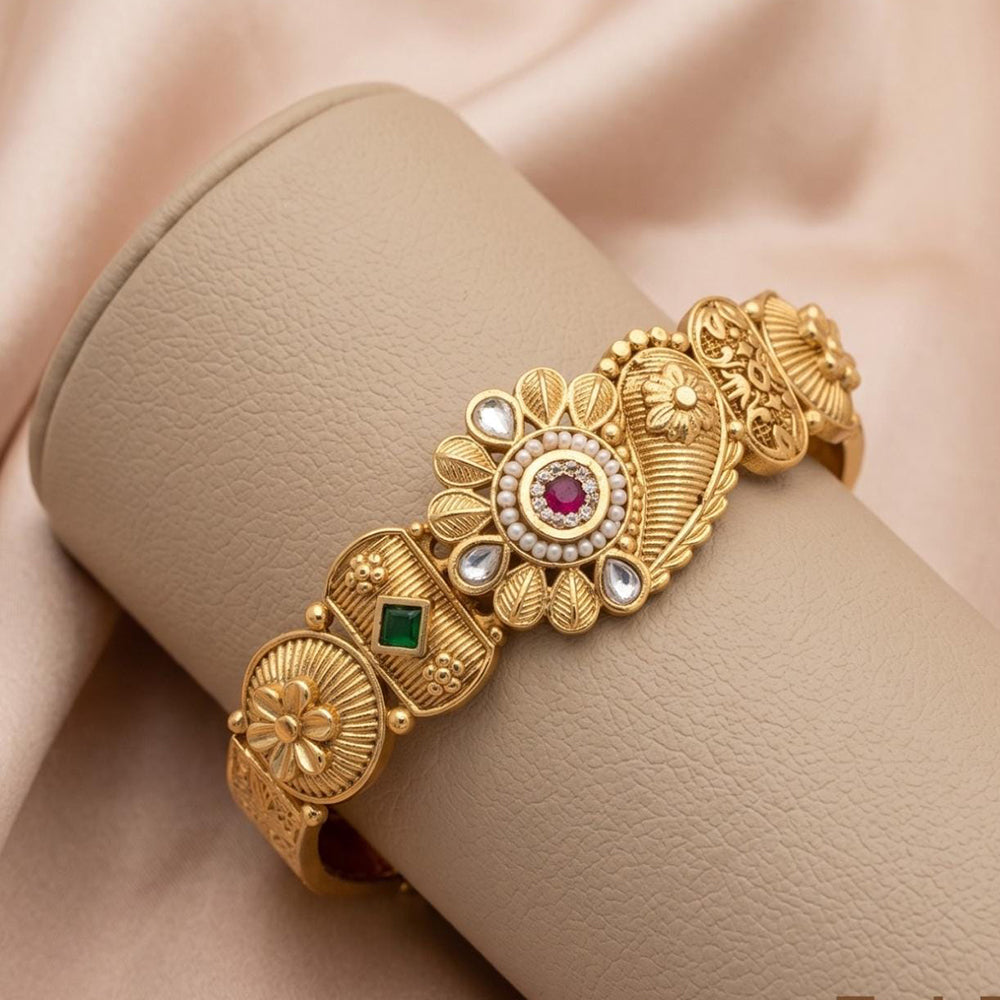 Tanish Art Jewellery Premium Pota Stone And Pearl Statement Bracelet