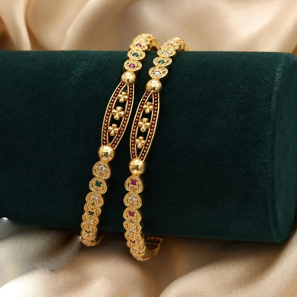 Tanish Art Jewellery Graceful Austrian Stone And Meenakari Bangles Set