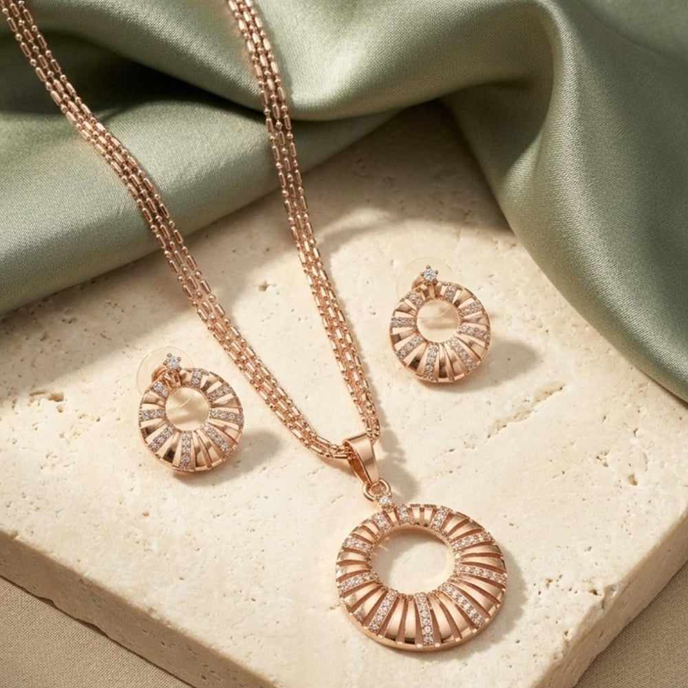 Tanish Art Jewellery American Diamond Chain Pendant Set