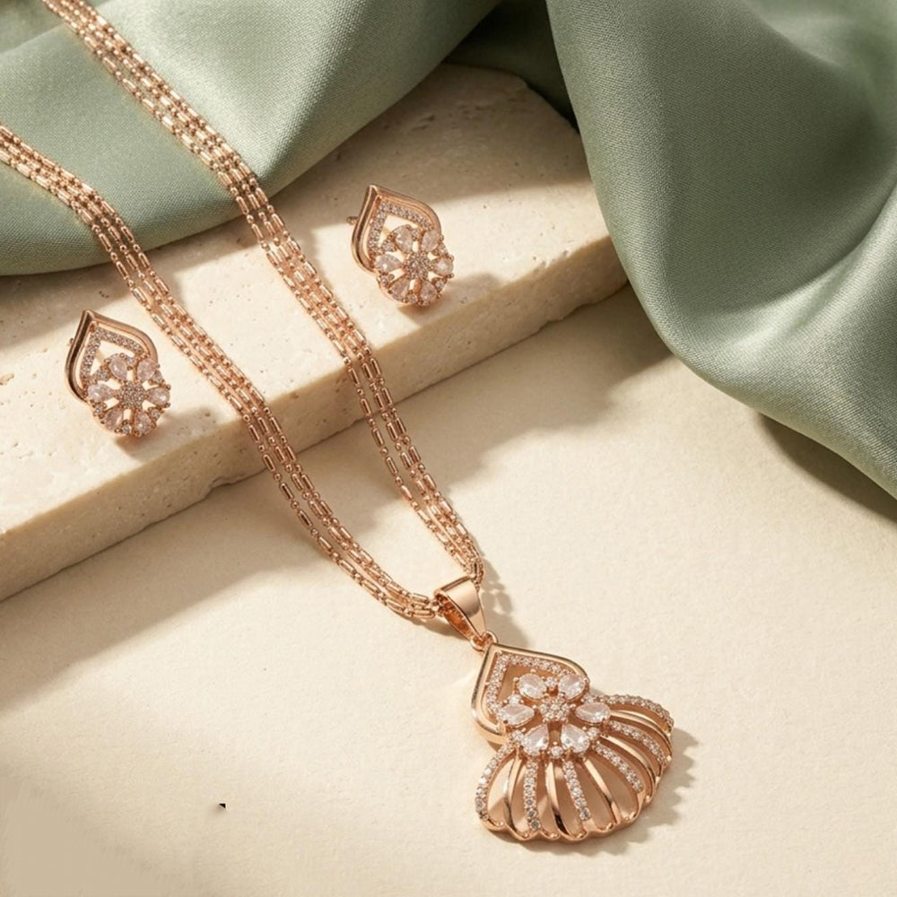 Tanish Art Jewellery American Diamond Chain Pendant Set