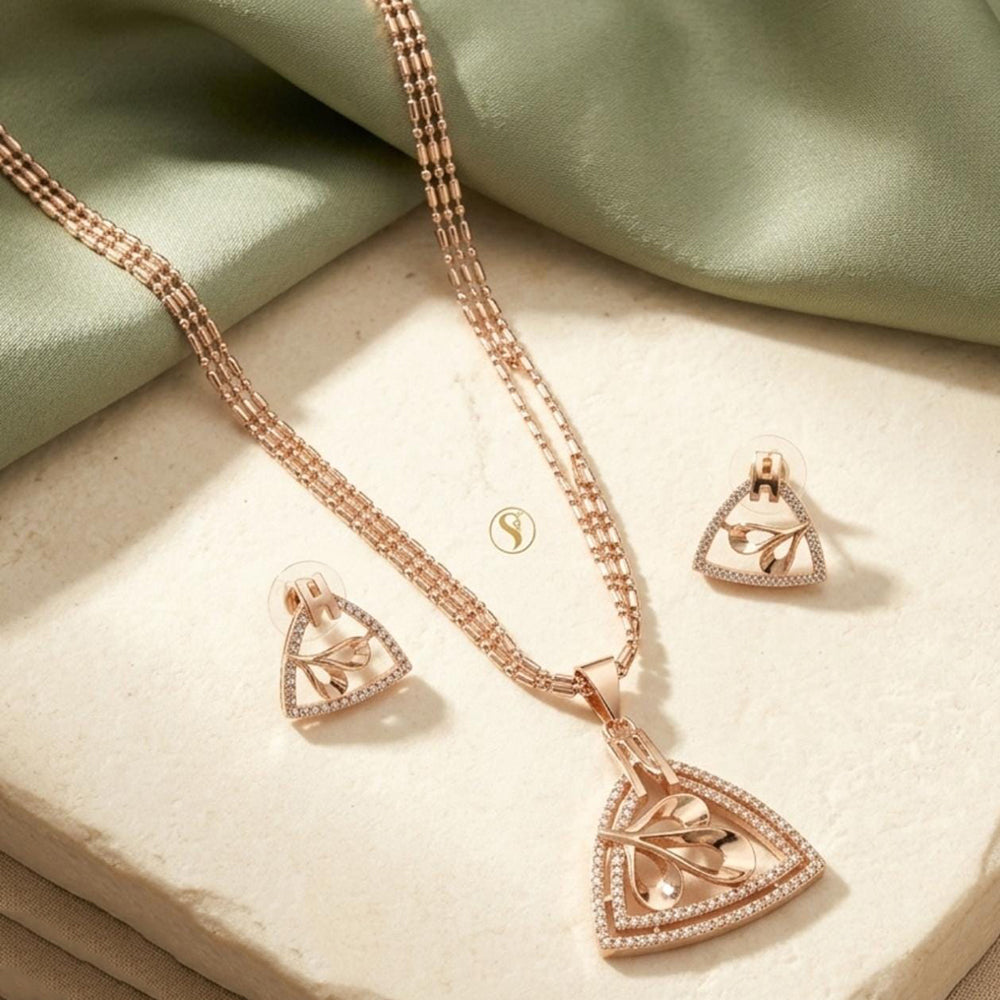 Tanish Art Jewellery American Diamond Chain Pendant Set