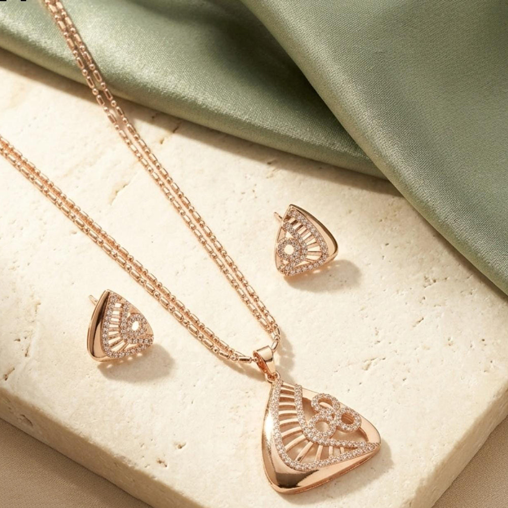 Tanish Art Jewellery American Diamond Chain Pendant Set