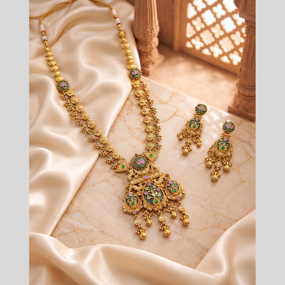 Tanish Art Jewellery Traditional Pota Stone And Beads Long Necklace Set