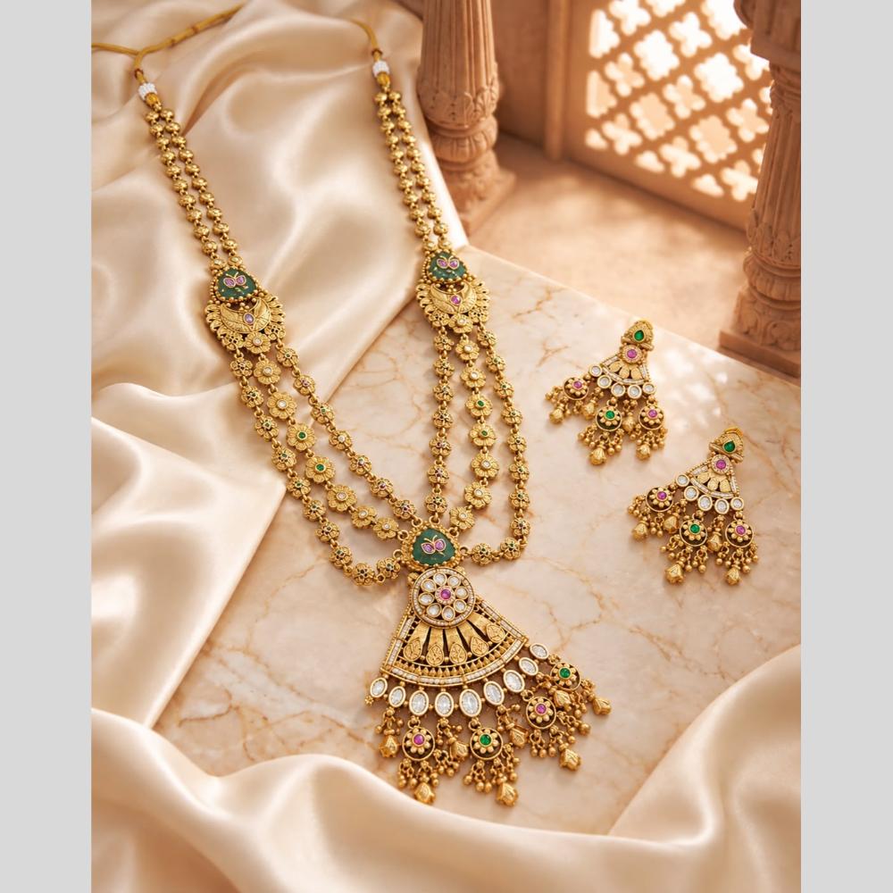 Tanish Art Jewellery Traditional Pota Stone And Beads Long Necklace Set