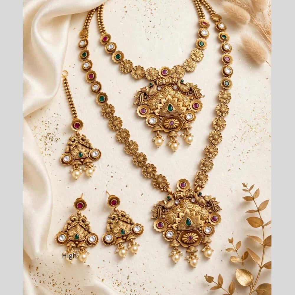 Tanish Art Jewellery Traditional Pota Stone And Beads Double Necklace Set