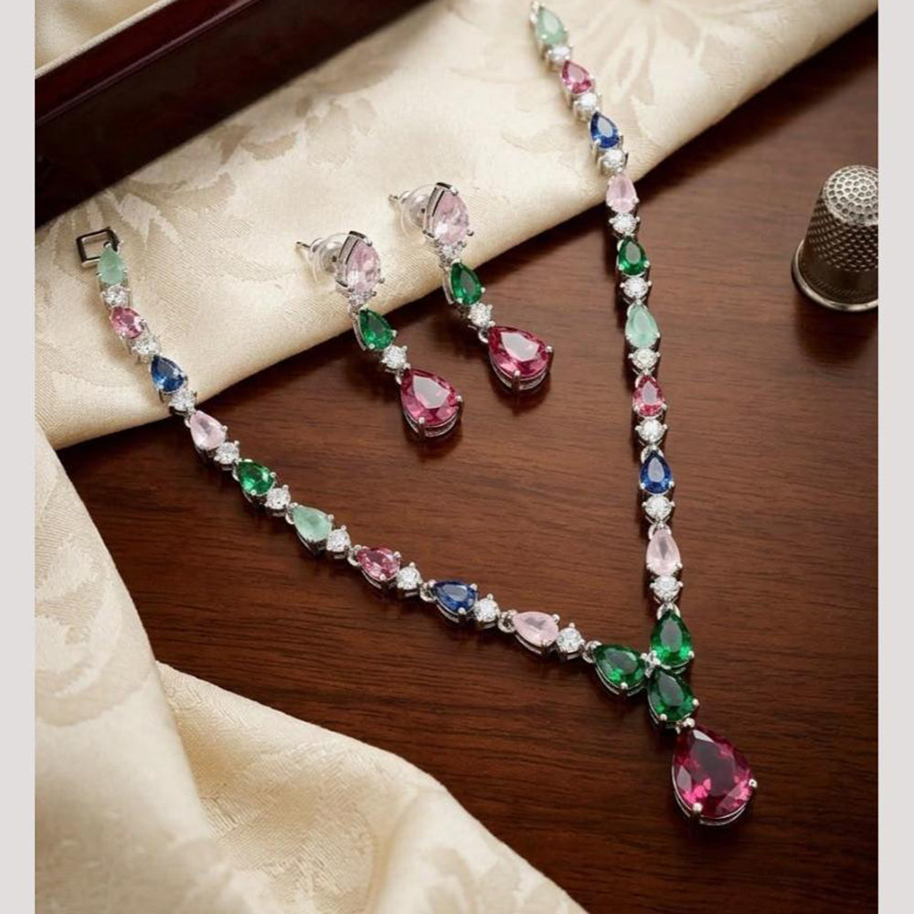 Tanish Art Jewellery Graceful American Diamond Necklace Choker Set